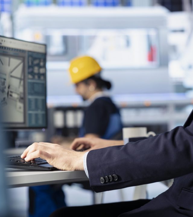 photovoltaics factory engineer working on innovative solar cells design prototype